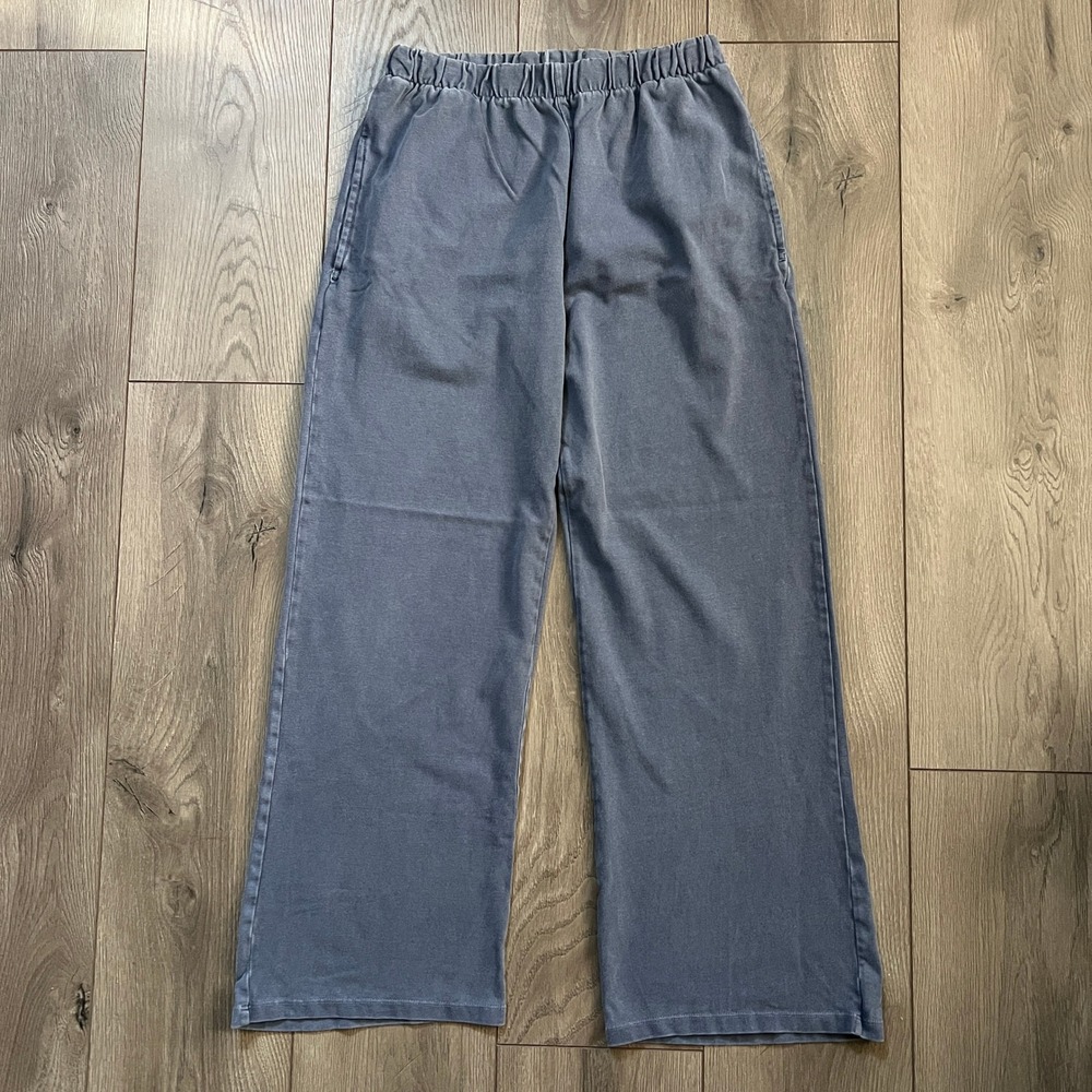 Brandy Melville Blue Mineral Wash Wide Leg Sweatpants Cotton Lounge Pants OS